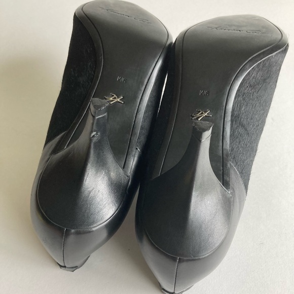 Kenneth Cole Black Genuine Leather Real Fur Point Toe Heeled Ankle Boots size 9 - Picture 16 of 16